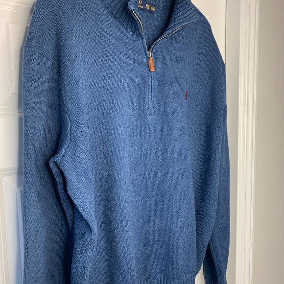 Ralph Lauren Mens Blue Quarter Zip Sweater - Picture 4 of 16